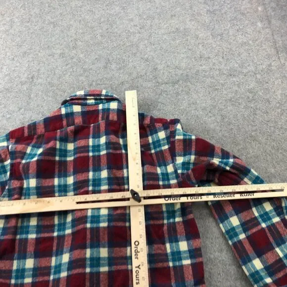Vintage Pendleton Shirt Boys Medium Red Blue Plaid Flannel Virgin Wool USA * - Picture 8 of 9